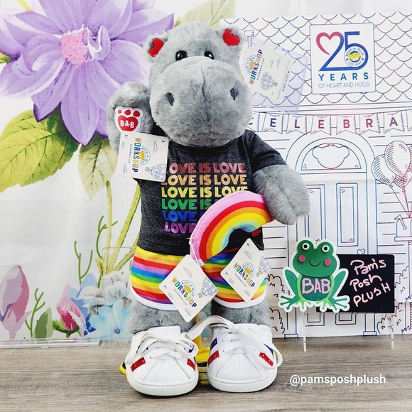 NWT Build A Bear Pride HIPPO & Rainbow Shirt Shorts, Wristie LGBTQ Clothes Heart - Picture 16 of 16